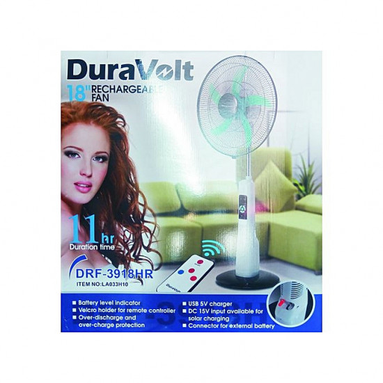 Duravolt Strong 18inch Rechargeable Fan