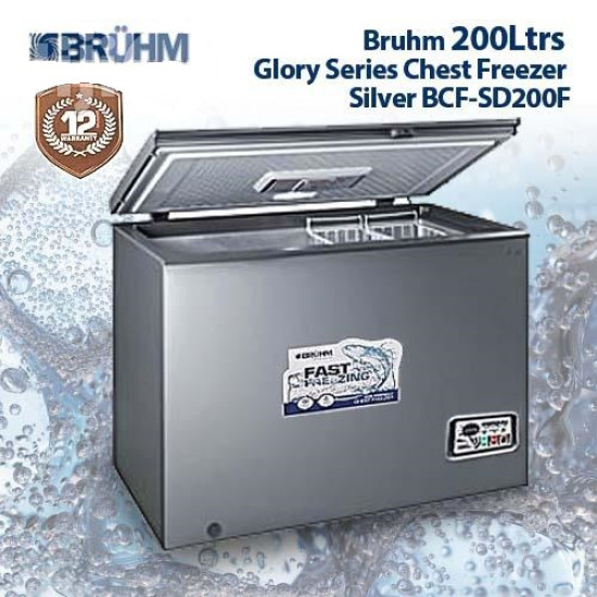 Bruhm 200L Chest Freezer Silver - BCF-SD200F Glory Series