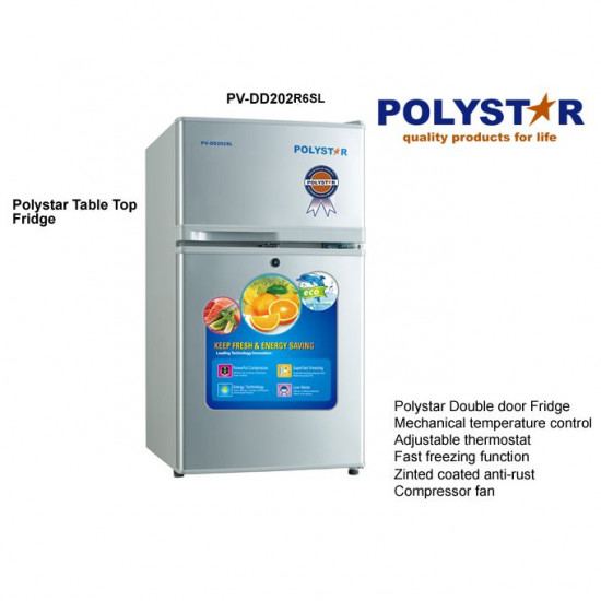 Polystar Double Door Table Top Refrigerator